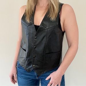 Hillside black leather biker vest